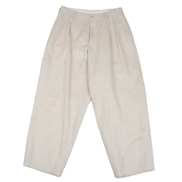 S'YTE Circle Patch Linen Cotton Pants Ivory 2 K-167523_001