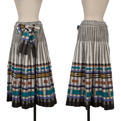 ISSEY MIYAKE me Multi Jacquard Check Skirt