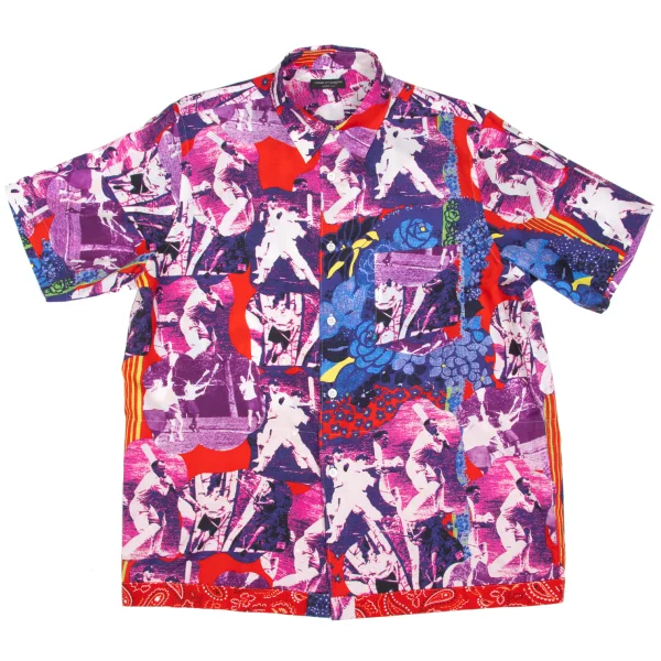 COMME des GARCONS HOMME PLUS Silk Graphic Printed Short Sleeve Shirt Multi-Color S-M K-167537_001