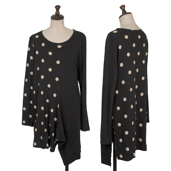 Yohji Yamamoto NOIR Dot Printed Switching T-shirt Black,White 2 K-167541_001