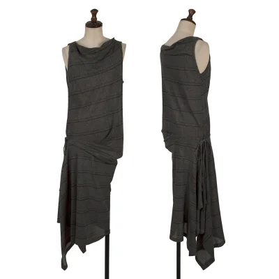 Yohji Yamamoto NOIR Stripe Asymmetry Sleeveless Dress