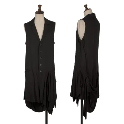 Yohji Yamamoto NOIR Rayon Back Cut-off Drape Sleeveless Jacket