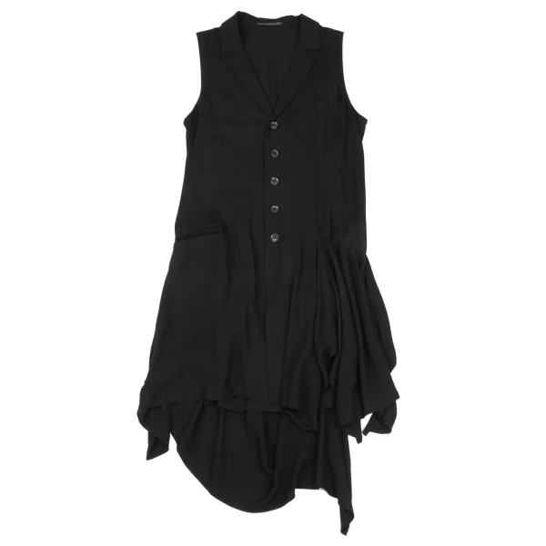 Yohji Yamamoto NOIR Rayon Back Cut-off Drape Sleeveless Jacket K-167546_002