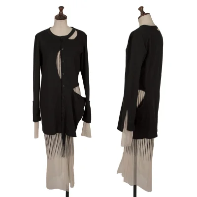 LIMI feu Striped Mesh Layered Long Cardigan