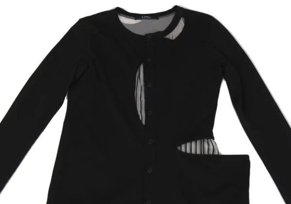 LIMI feu Striped Mesh Layered Long Cardigan K-167551_003