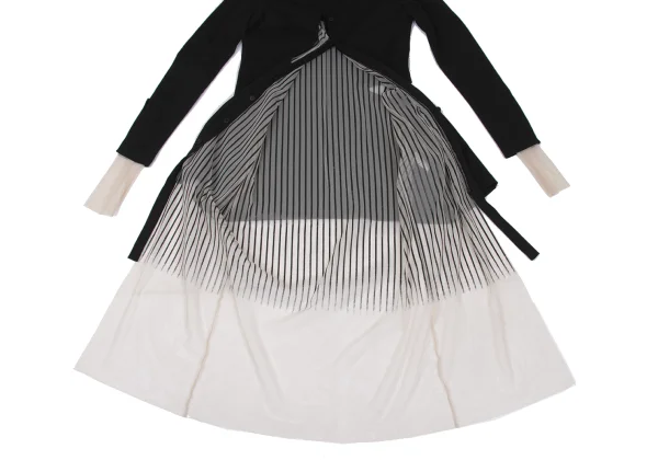 LIMI feu Striped Mesh Layered Long Cardigan K-167551_011