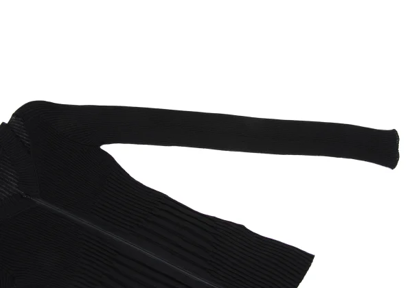 RAGNE KIKAS Yohji Yamamoto Ribbed Shoulder Cut Zip-up Knit K-167554_005