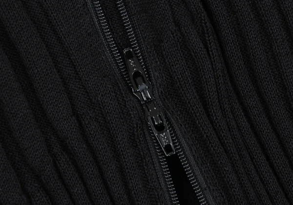 RAGNE KIKAS Yohji Yamamoto Ribbed Shoulder Cut Zip-up Knit K-167554_008