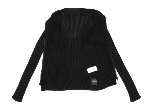 RAGNE KIKAS Yohji Yamamoto Ribbed Shoulder Cut Zip-up Knit K-167554_009