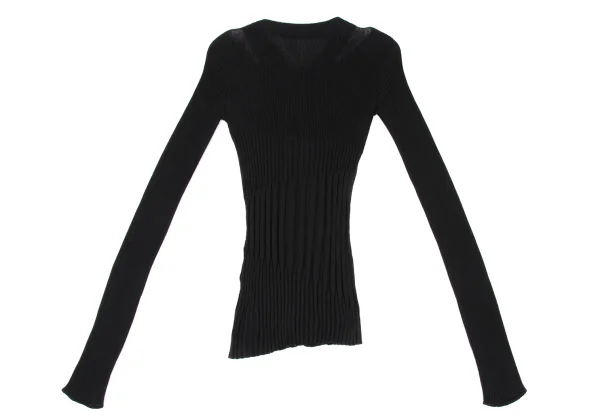 RAGNE KIKAS Yohji Yamamoto Ribbed Shoulder Cut Zip-up Knit K-167554_010