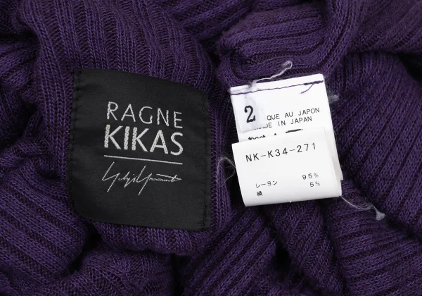 RAGNE KIKAS Yohji Yamamoto Rayon High-neck Rib Knit Sweater K-167555_014