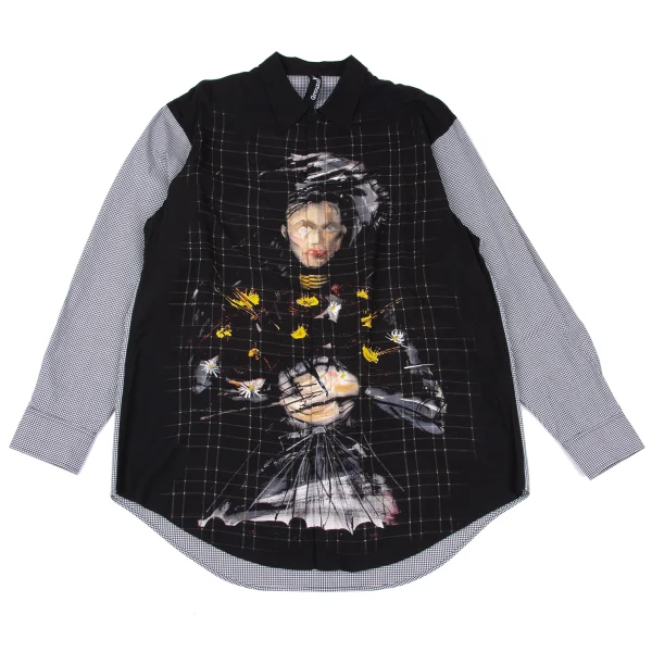 Ground Y×Yasuto Sasada Graphic Print Switching Check Shirt Black,White 3 K-167556_001