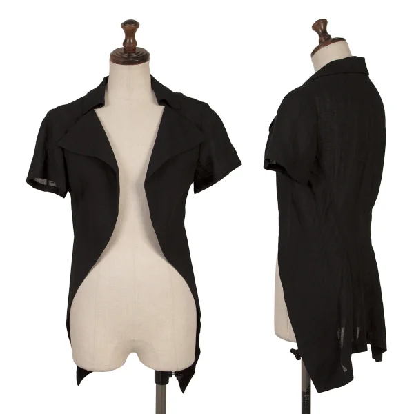 Yohji Yamamoto collections Linen Buttonless Shirt Jacket Black 1 K-167558_001