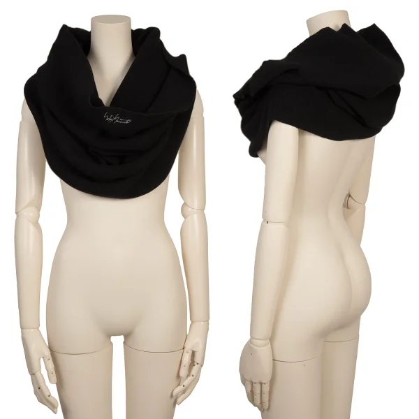 Yohji Yamamoto NOIR Cashmere Blended Wool Rib Knit Snood K-167562_002