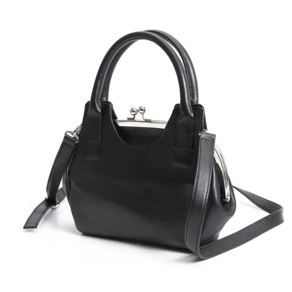 Yohji Yamamoto NOIR Clasp Leather Handbag Black  K-167563_001