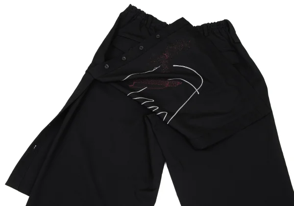 Yohji Yamamoto POUR HOMME×Rie Miyazawa Wool Gaba Embroidery Pants K-167575_016
