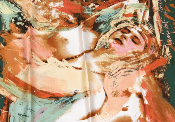 Jean Paul GAULTIER Silk Paint Graphic Printed Scarf K-167587_002