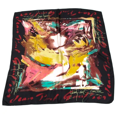 Jean Paul GAULTIER Silk Paint Graphic Printed Scarf