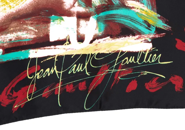 Jean Paul GAULTIER Silk Paint Graphic Printed Scarf K-167588_004