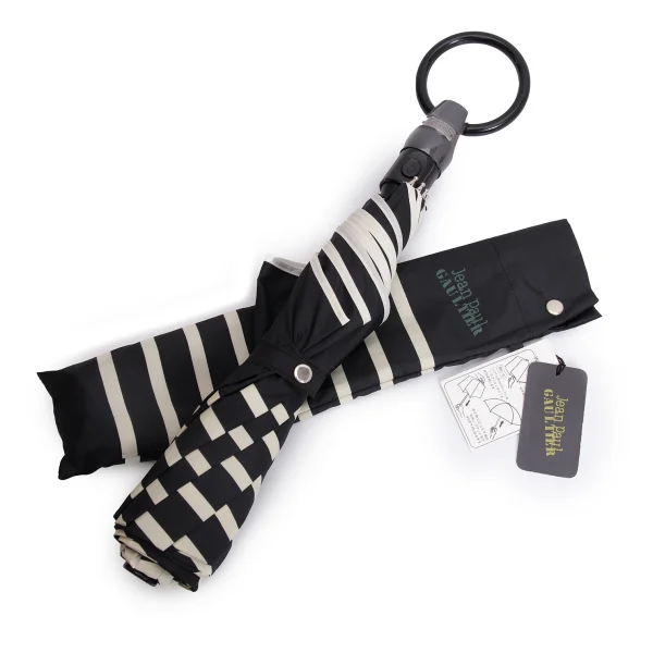 ジャンポールゴルチエJean Paul GAULTIER ワンプッシュボーダー傘 黒