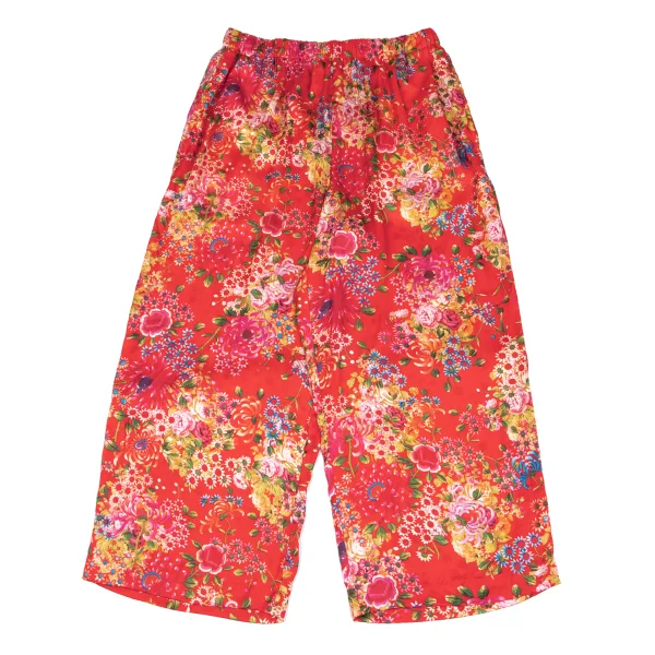 COMME des GARCONS Poly Floral Printed Wide Pants Red,Multi-Color S K-167621_001