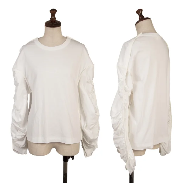 ノアール ケイ ニノミヤnoir kei ninomiya コットンシャーリングスリーブカットソー 白S