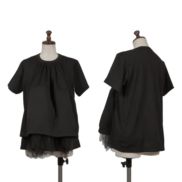 COMME des GARCONS Poly Front Tulle Layered T-shirt Black S K-167630_001