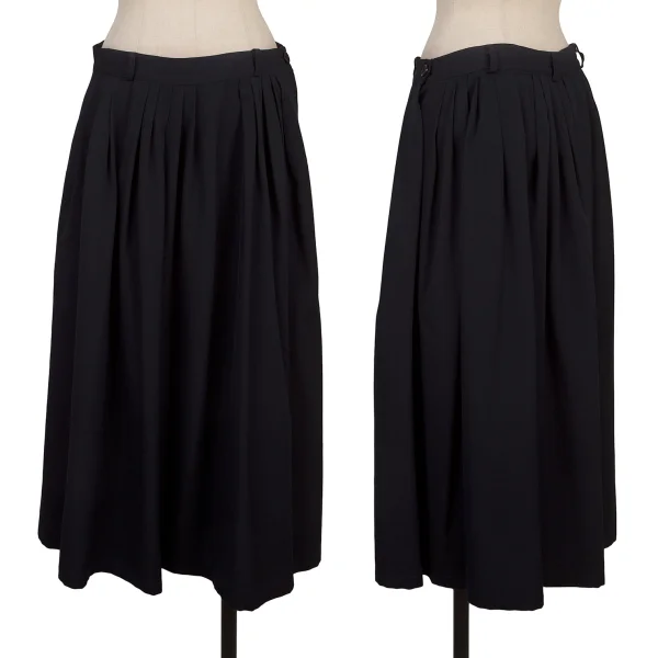 Y's Wool Gabardine Waist tuck Skirt Navy M-L K-167664_001