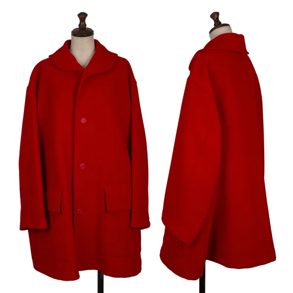 Y's Wool Shawl Collar Coat Red S-M K-167670_001