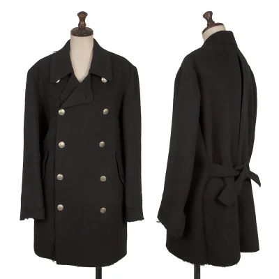 Yohji Yamamoto FEMME Cuttung Melton Wool Button Design P-Coat