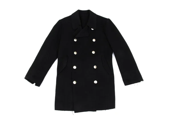 Yohji Yamamoto FEMME Cuttung Melton Wool Button Design P-Coat K-167676_002