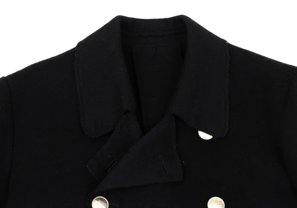 Yohji Yamamoto FEMME Cuttung Melton Wool Button Design P-Coat K-167676_004