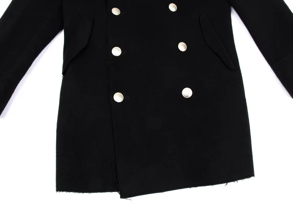 Yohji Yamamoto FEMME Cuttung Melton Wool Button Design P-Coat K-167676_011