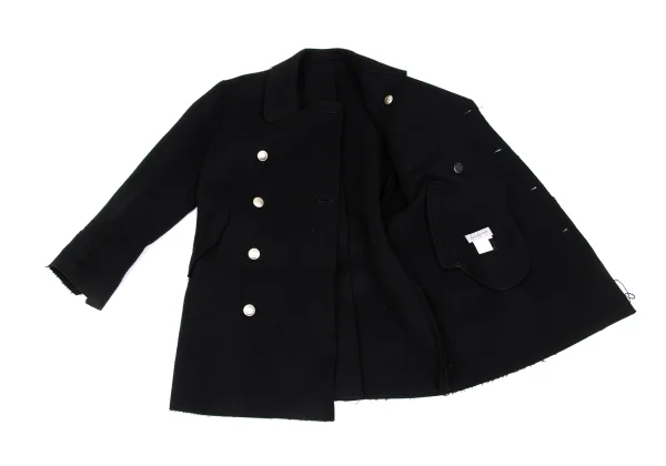 Yohji Yamamoto FEMME Cuttung Melton Wool Button Design P-Coat K-167676_013