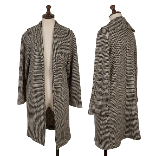 COMME des GARCONS Zig-Zag Jacquard Sailor Collar Knit Coat Grey S-M K-167692_001