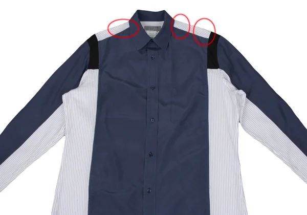 Yohji Yamamoto POUR HOMME Stripe Switching Silk Shirt K-167695_002