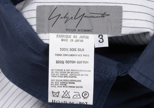 Yohji Yamamoto POUR HOMME Stripe Switching Silk Shirt K-167695_019