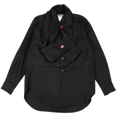 Yohji Yamamoto POUR HOMME Stone Button Stole Design Silk Shirt