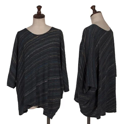 JURGEN LEHL Striped Woven Dolman Short Sleeve Knit