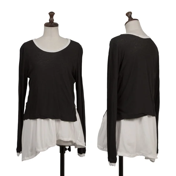 Y's Cotton Layered Draw Code Top Black,White 2 K-167720_001