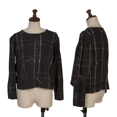 Y's Frayed Check Print Top