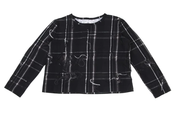 Y's Frayed Check Print Top K-167721_002