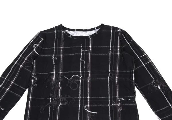 Y's Frayed Check Print Top K-167721_003