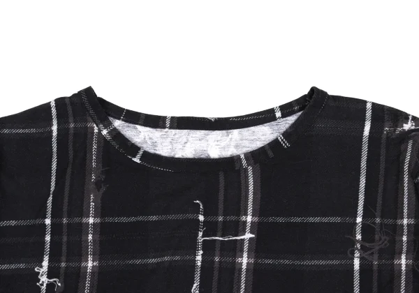 Y's Frayed Check Print Top K-167721_004