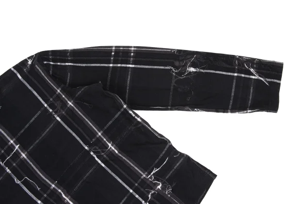 Y's Frayed Check Print Top K-167721_005