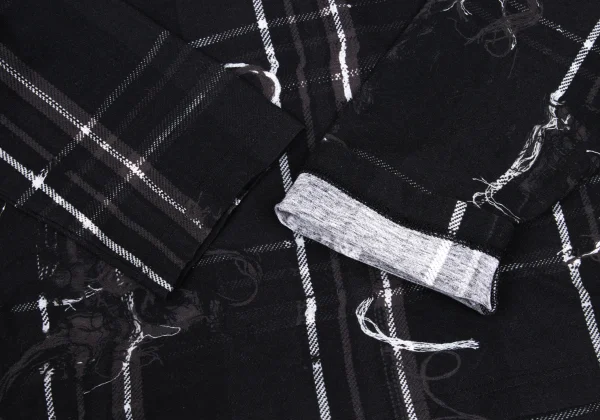 Y's Frayed Check Print Top K-167721_006