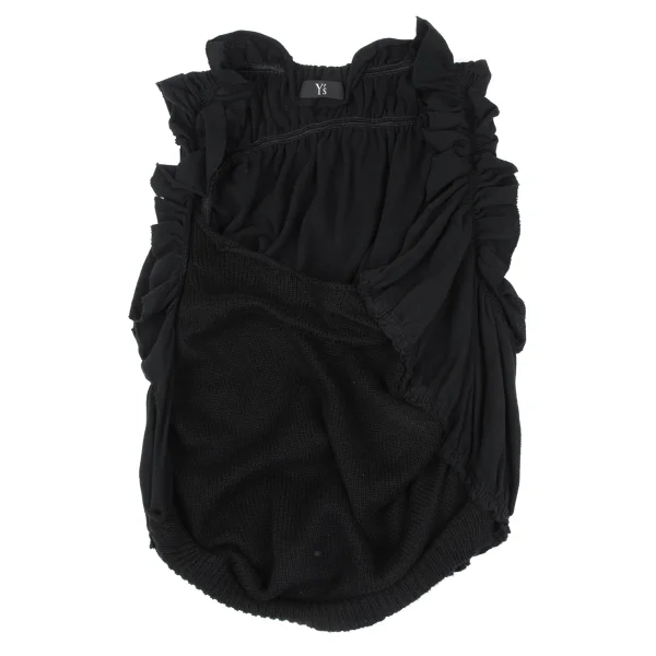 Y's Knit Switching Frill Open-neck Sleeveless Top K-167723_002