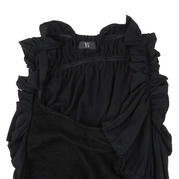 Y's Knit Switching Frill Open-neck Sleeveless Top K-167723_003