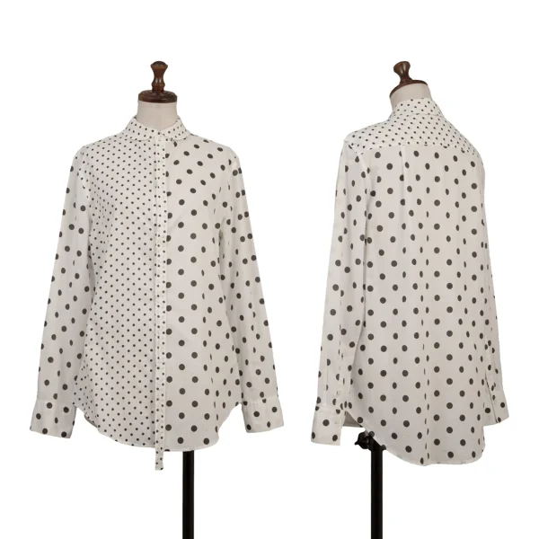 Y's Cotton Dot Printed Round Collar Blouse White,Black 2 K-167726_001