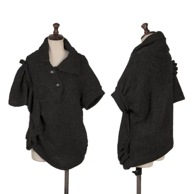 Y's Mohair Blend Frill Knit Polo Shirt